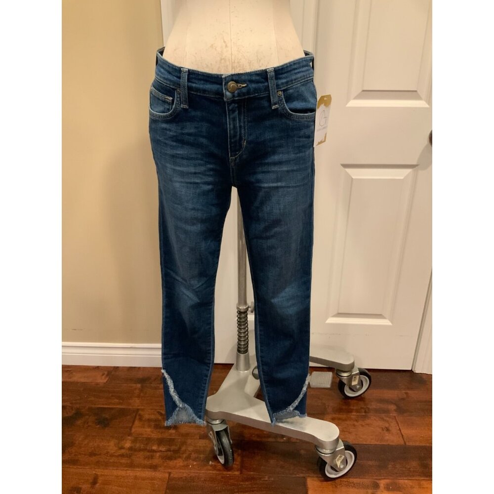 Joe's Jeans Blue “The Icon" Skinny Denim Jeans w/ Frayed Cuffs, Size 26